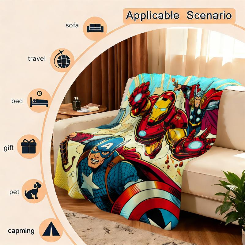 Marvel Iron Man Captain America Thor Flannel Throw Blanket Gift For Marvel Fans Boys Summer Nap Throw Sofa Bed Travel Blanket