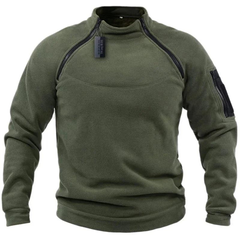 Men's Outdoor Polar Fleece Jacket Clothes Warm Zipper Pullover Man Windproof Coat Thermal Hiking Camping Sweater