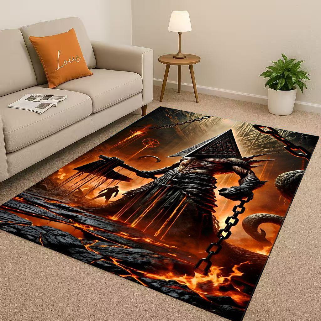 Retro Game Silent Hill Pyramid Head Horror Movie Living Room Non-Slip Area Rug Carpet for Bedroom Playroom Sofa,Home Doormat