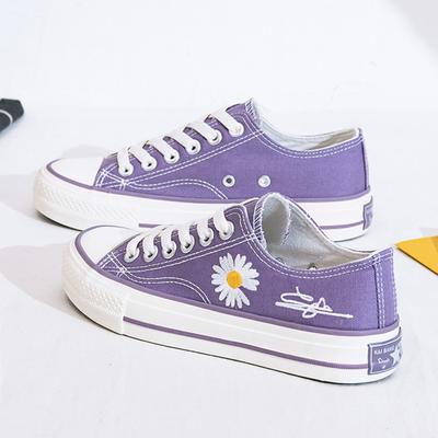 Purple Low-top Small Daisy Canvas Shoes Women's Versatile Board Shoes New Casual Shoes