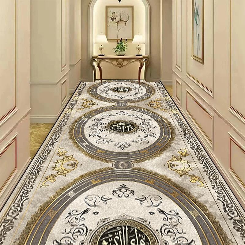 

Ковер для коридора в европейском стиле, роскошный, с золотыми полосами, декор, гостиничный, противоскользящий, дорожки, коврики, для виллы, лестничного пролета, прохода, на заказ, длинные маты 160*200cm