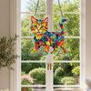 Cat Stained Glass Pendant with Easy Hang Style Suncatcher Acrylic Metal Chain Window