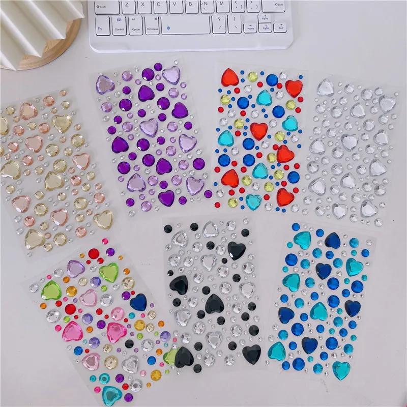 3D Stereo Strass Scrapbook Journal Sticker Glanzend Hart DIY Decor Sticker voor Meisje Koreaanse Mode Sticker Studentenbenodigdheden