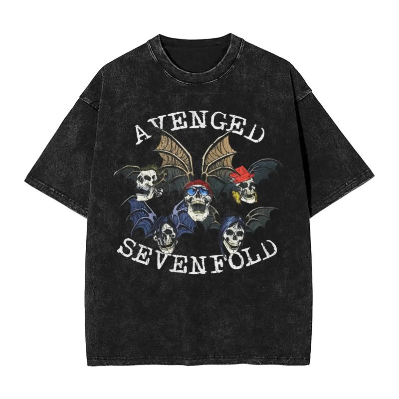Men Cotton Unique TShirt Avengeds Metal Band TShirts Crew Neck Sevenfolds Graphic Printed Tee Shirt Short Sleeve Clothing