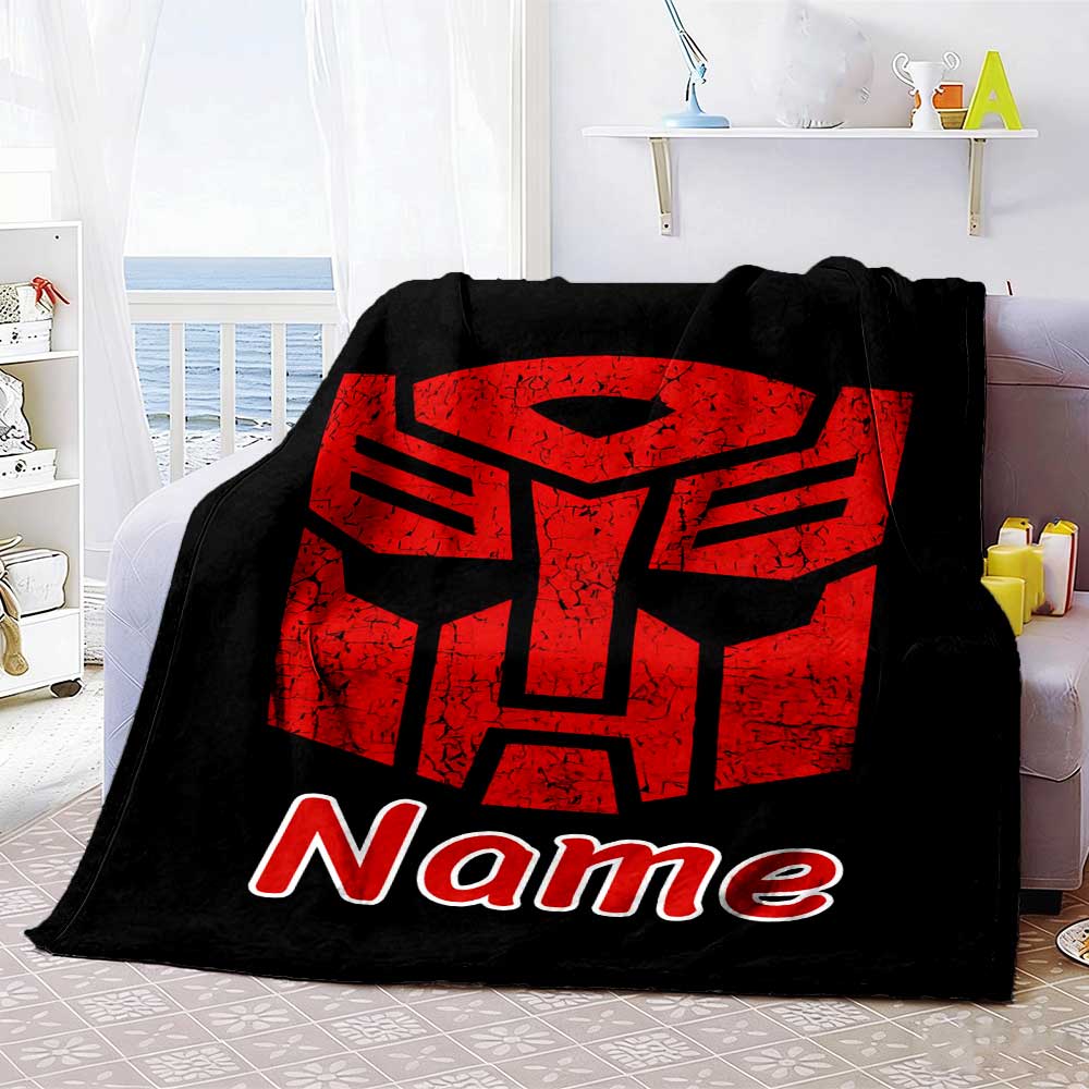 Transformers Fans (2) Customize Text Blanket Throw Customizable Blanket Soft & Cozy Perfect for Chair Livingroom Home Decor Bed All-Season Use