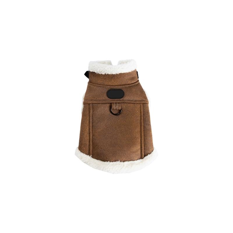 

Easy Wear Brown Fleece Cats Sweater Thermal Insulated Soft Vest For Small Medium Cats XS