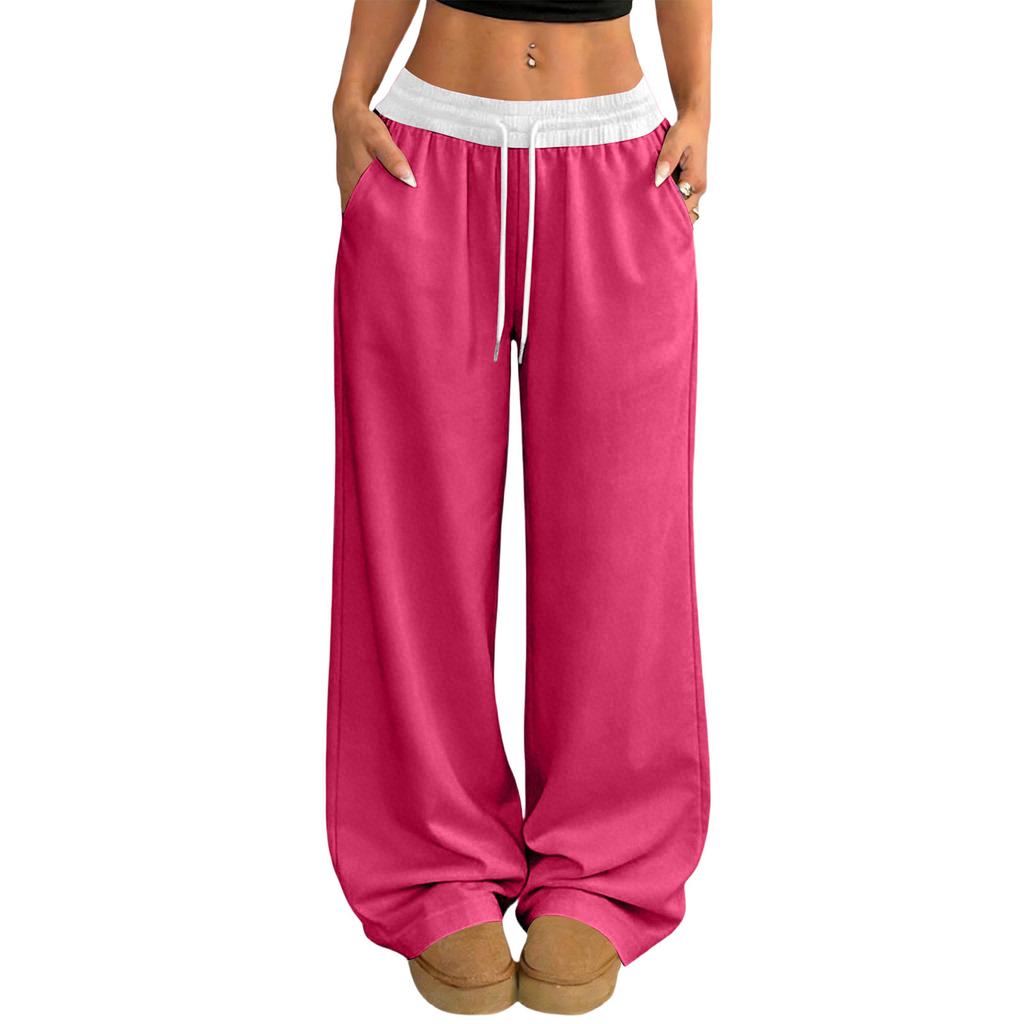 Women's Casual And Fashionable  Elastic Waist Loose Wide Leg Pants