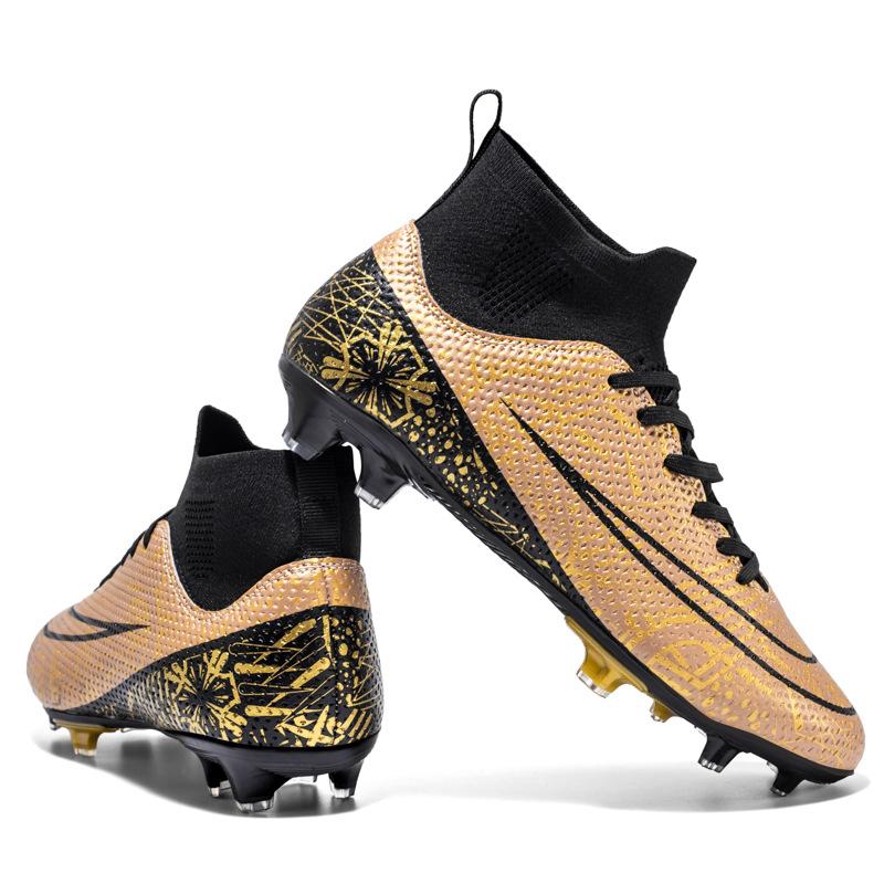 Foreign trade football shoes men's broken nails mandarin duck shoes high-top fly-woven socks male adolescent students training shoes large size