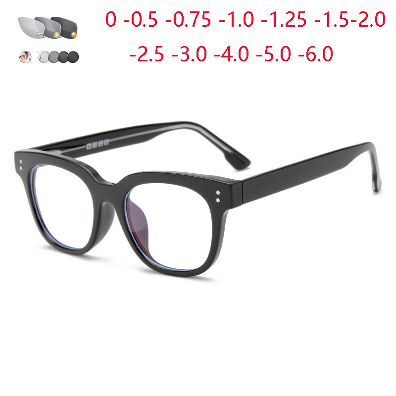 Anti Blue Rays Oval Prescription Glasses For The Nearsighted Women Men Myopia Photochromic Spectacles 0 -0.5 -0.75 To -6.0