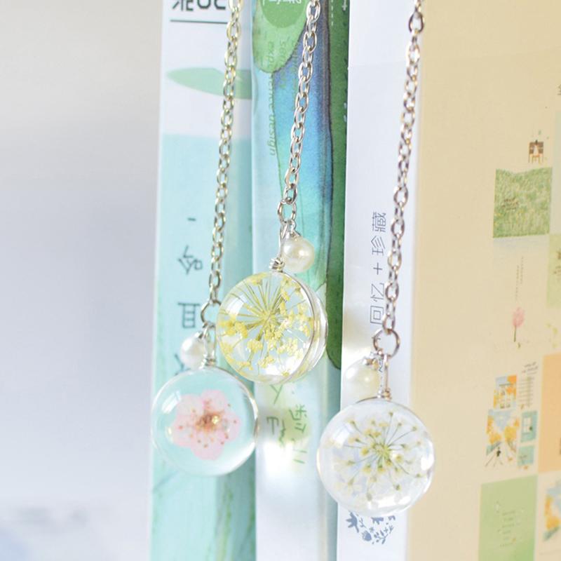 Flower Specimens Bookmark Pendant Metal Book Mark School Office Supply