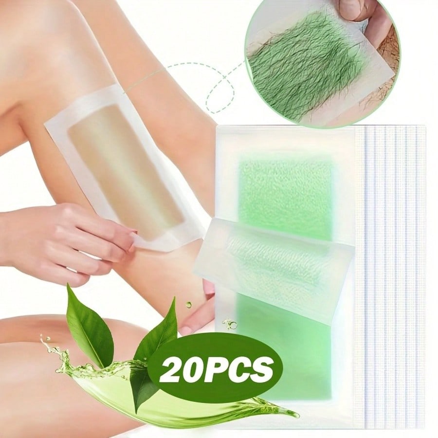 20pcs Tea Tree Oil Ready-To-Use Peel-Off Wax Strips, Fast Instant Hair Removal, Long-Lasting Smoothn