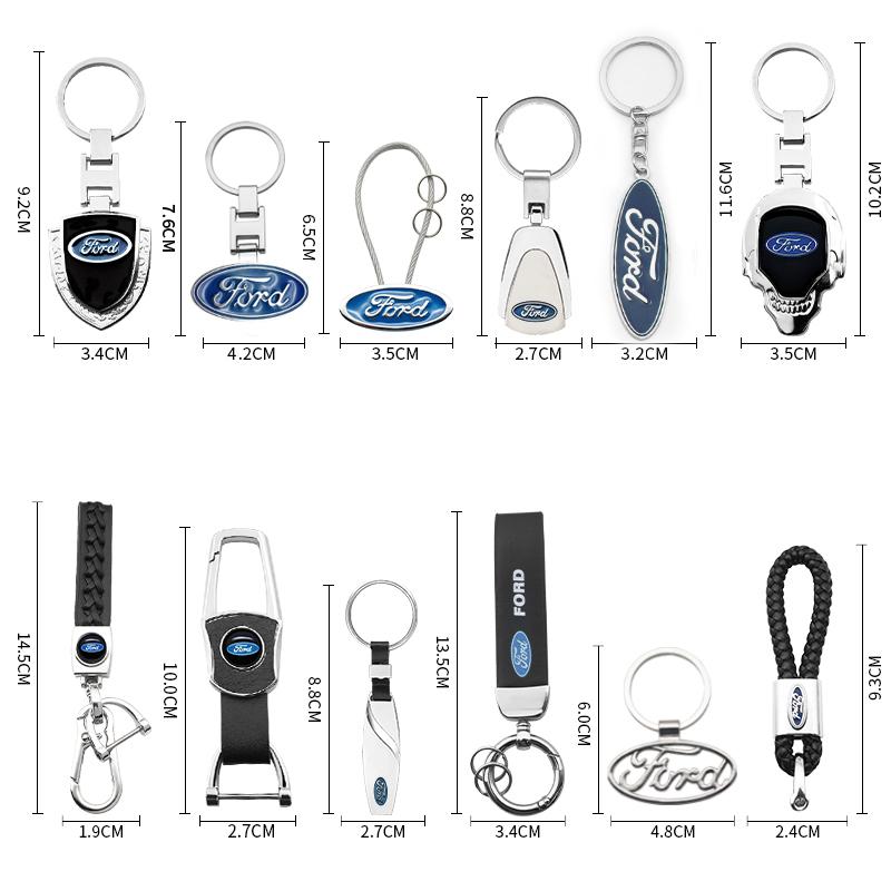 AAAMP1 3D Metal/Leather Car Keychain Badge Emblem Key Chain Rings For Ford Transit Fiesta Focus Mondeo Kuga Ranger Mustang Accessories