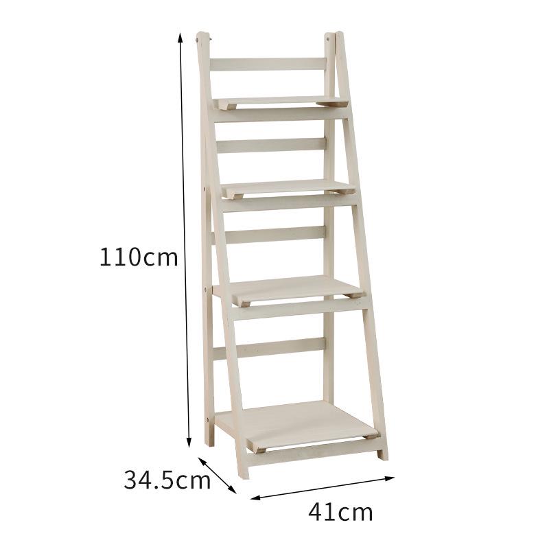 Foldable White Pine Wood Flower and Shoe Stand - Floor-Standing 4-Layer Multi-Use Rack