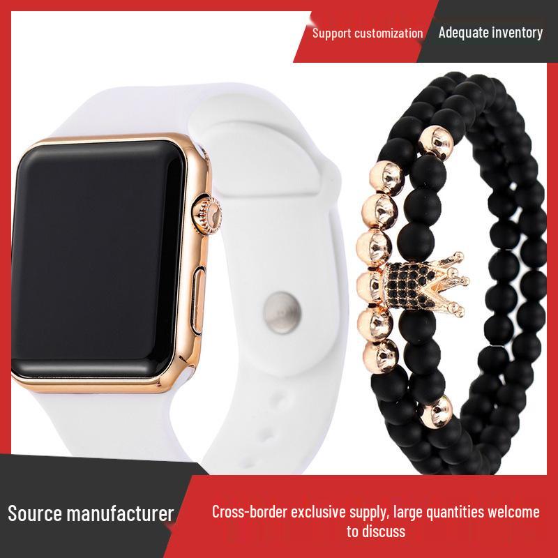 3-Piece Men's LED Silicone Watch & Bracelet Set