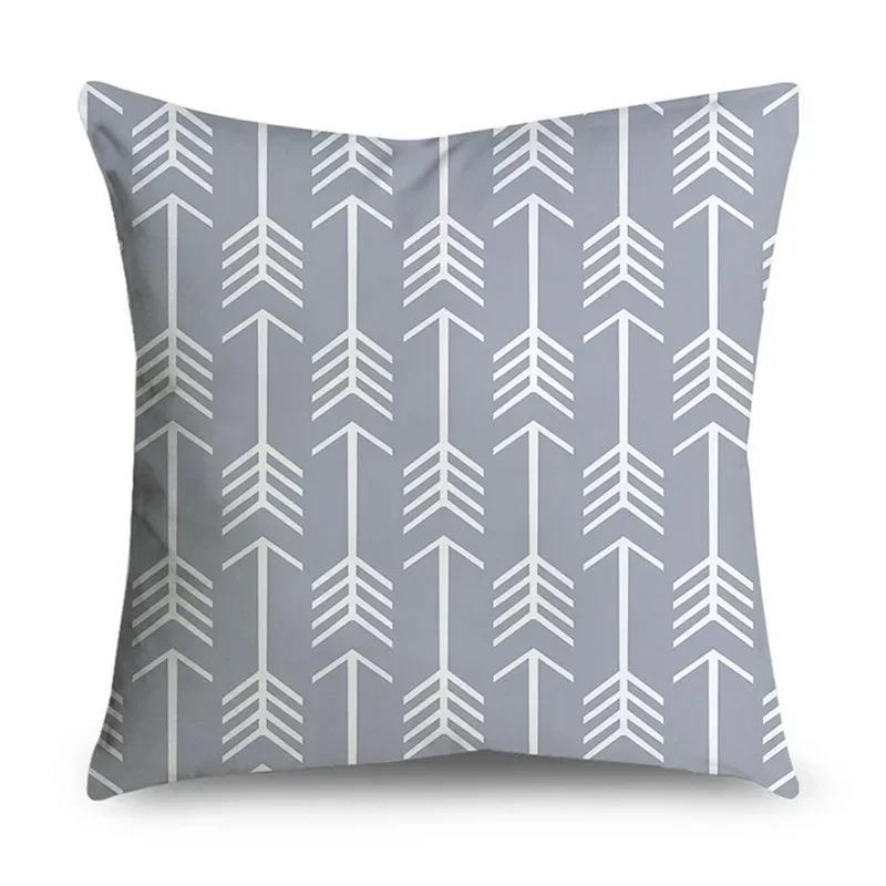 2023 Gray Lumbar Pillows Case 45X45CM Damask Geometry Leaves Floral Stripes Plaids Print Sofa Cushion Throw Pillows Decor Home