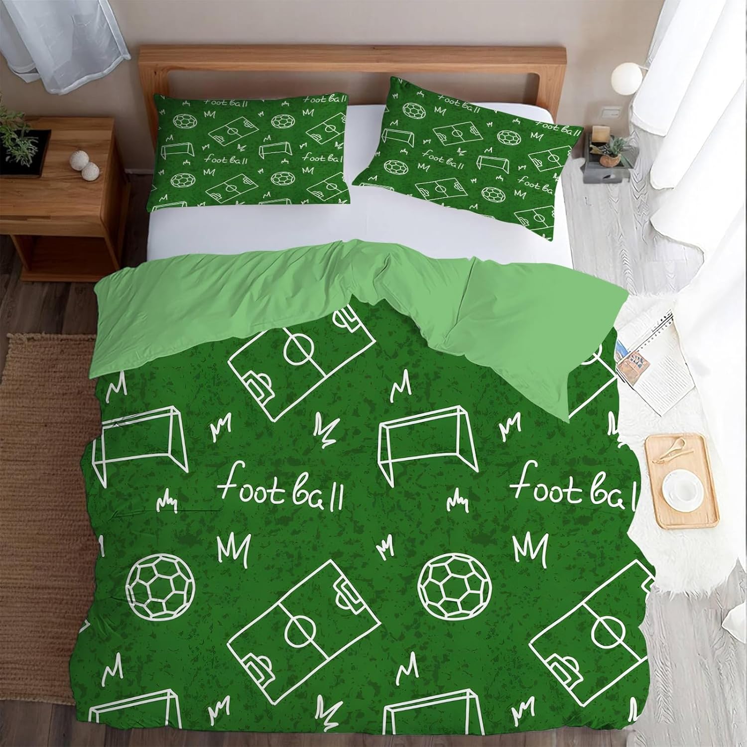 

Cartoon 3D Printed Football Colored Duvet Cover Set, Soft Comfortable No Core Home Textile Decor For Kids Boys Bedding Sets Gift 90x200cm 2pcs&Duvet Cover