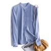 Women's Silk Long Sleeve Pleated Blouse – Solid Color, Round Neck