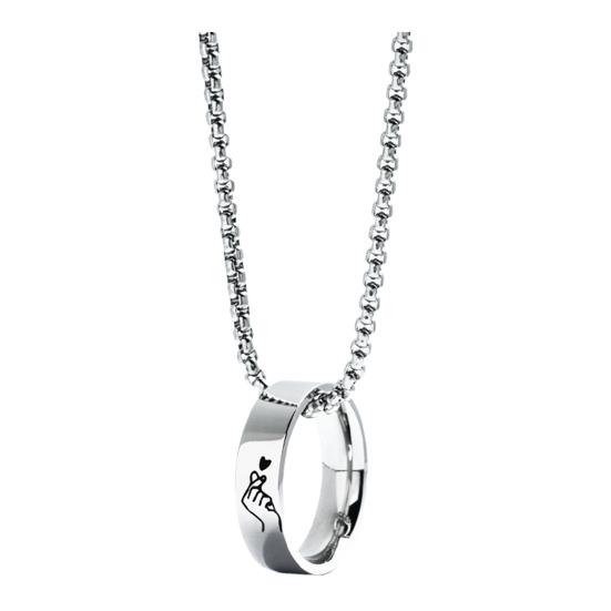 Matching Necklace for Couples Engraved Ring Pendant Necklace Romantic Jewelry Gifts for Anniversary Wedding Valentine's Day Christmas Birthday