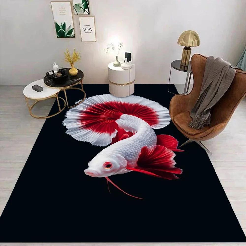 Fish Carpet Cartoon Living Room Bedroom Kitchen Sofa Table Balcony Rug Non-slip Washable Mat Exquisite Home Ornaments