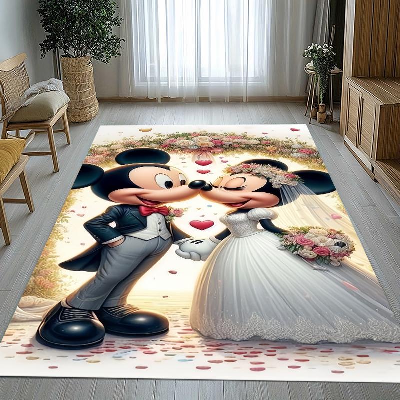 Cartoon Mickey Minnie Mouse Donald Duck Living Room Non-Slip Area Rug Soft Carpet for Bedroom Playroom Sofa,Home Decor Doormat