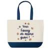 Tote Bag - PLANETEE - Fanny She's Really Good - Blue Background - Cotton 40 X 45 Cm - Large Size