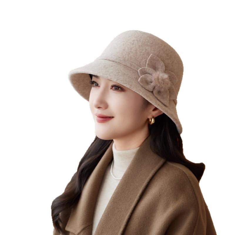 Hat women autumn and winter woolen top hat warm bucket hat