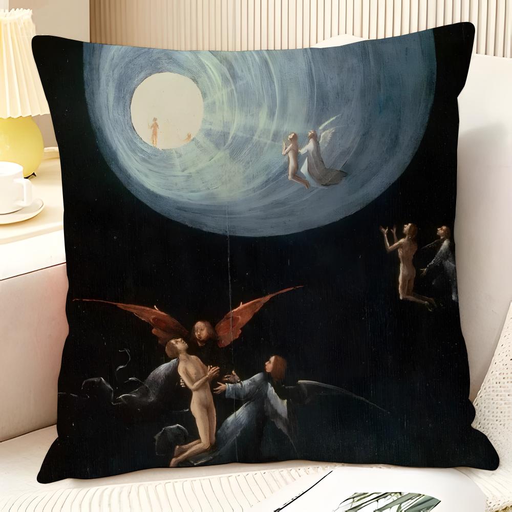 Surrealism Artist HHieronymus Bosch  Natural Linen Organic Fabric DoubleSided Printing Sofa Home Decor Gift Pillow Case