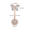 Butterfly-Belly Button Rings Stainless Steel Navel Piercing Jewelry Navel Ring Barbell for Women Girls Dangle Belly Ring