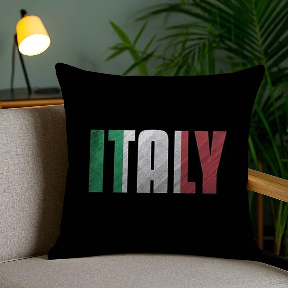 I-Iitalian Flag Pillow Case Office Sofa Dorm Chair Back Short Plush Double-sided Printing Home  Cushion Cover