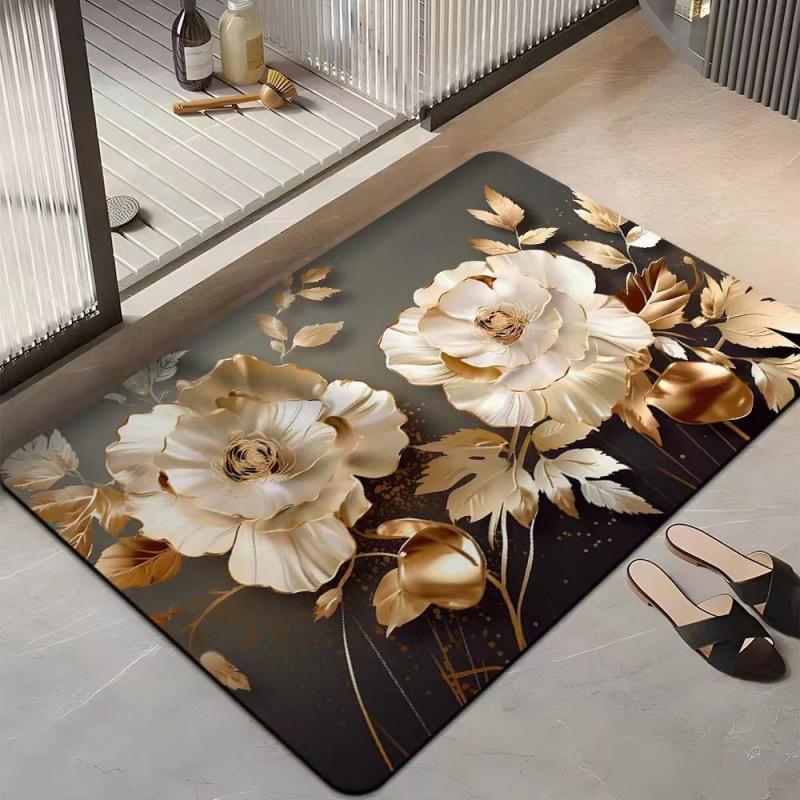 3D Flower Floor Mat Bathroom Absorbent Quick Drying Anti Slip Foot Mat Bathroom Kitchen Floor Mat