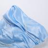 Blue Pearls Pleated Strapless Dress Women's Sexy Backless Lace Up Sleeveless Dresses Irregular Hem