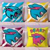 Funny Mr-B-Cute B-Beasts Cushion Cover Natural Linen Organic Fabric Double-Sided Printing Sofa Home Decor Gift Pillow Cover