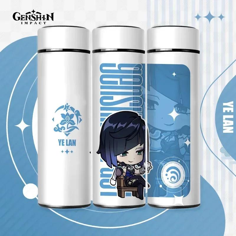 500ml Genshin Impact Thermo Bottle Stainless Steel Kawaii Anime Insulated Cup Water Zhongli Temperature Display Thermos Bottle