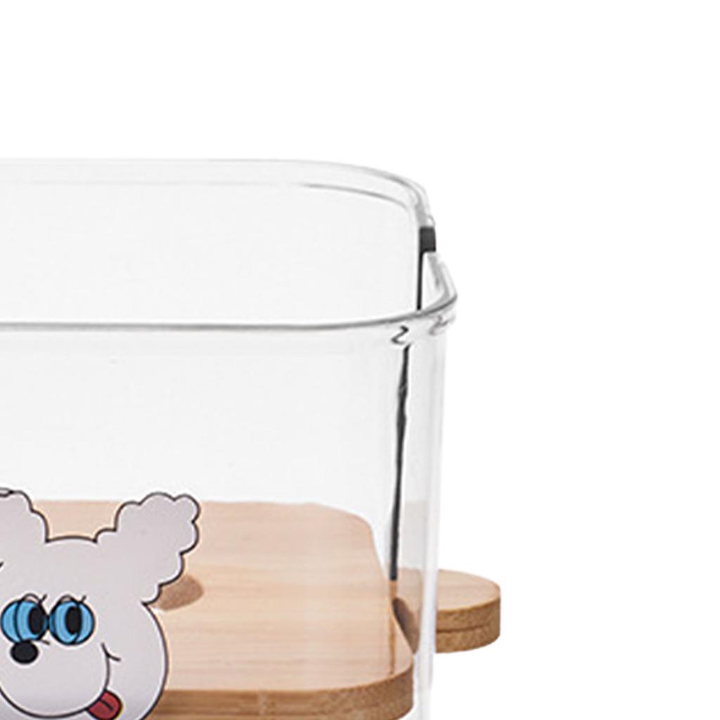 Tissue Holder with Wood Lid Liftable Plastic Facial Paper Box Transparent Napkin Storage Box Type 2