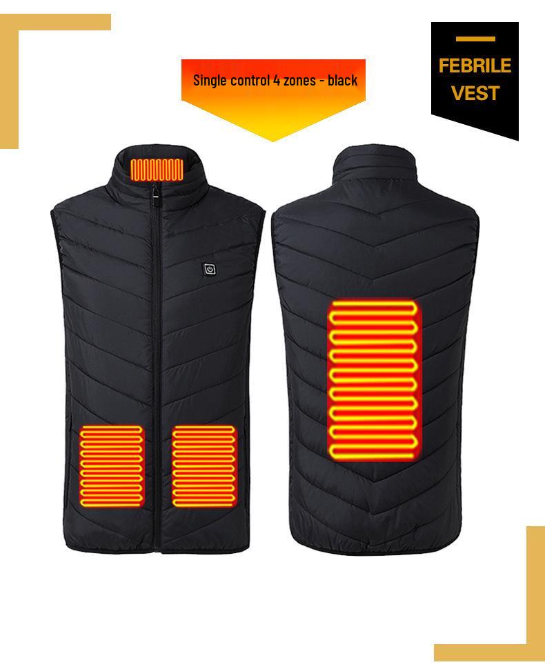 Men's Smart USB Heated Vest - Multi-Zone, Safe Electric Heating, Stand-Up Collar, Constant Temperature