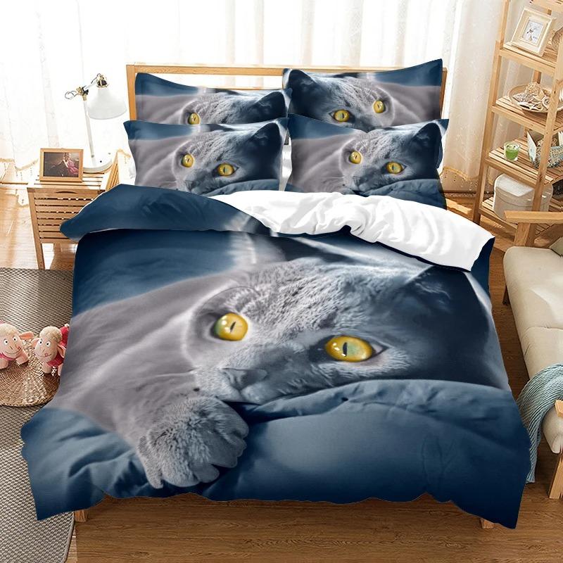 

135X200cm Bed Quilt Comforter Sets 220x240 Double King Size Cotton Black Cat Duvets Covers Duvet Cover Bed Bedding Set Couple 135x200cm