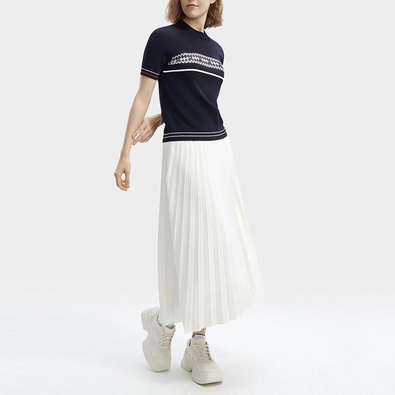 Fila Diamond Casual Round Neck Short Sleeve Knit Top Women Tops Legendary-Blue F11W411404F-NV