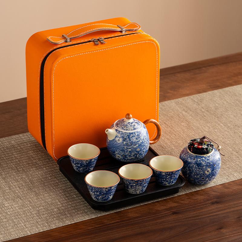 

Huang Ru tea set, household ceramic opening film can raise retro flower teapot, tea cup, tea tray, the whole set of kung fu tea