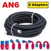 10FT 3M Universal AN4/6/8/10 PTFE Fuel Line Kit Nylon Stainless Steel Braided PTFE Fuel Hose with 8pcs Hose End Fitting Adapters
