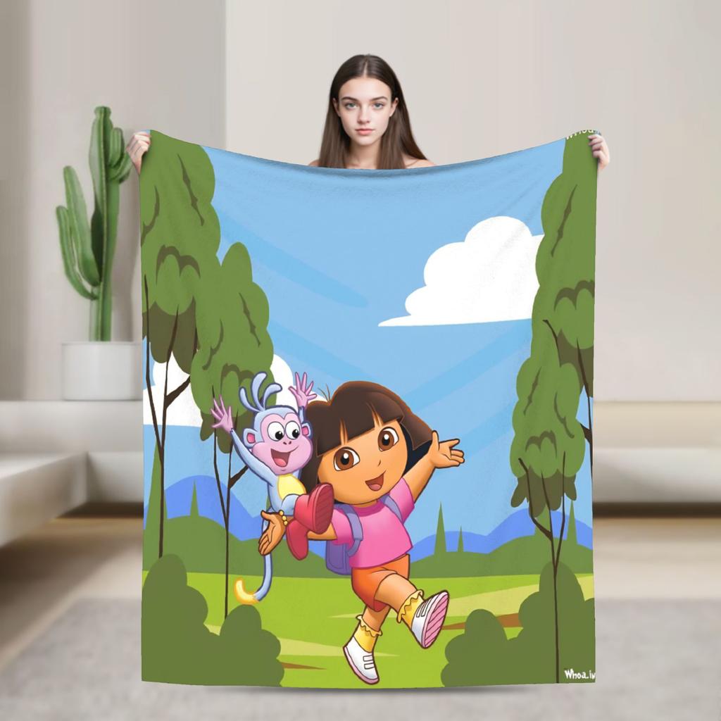 Warm BlanketChild Decorative Cartoon D-Dora The E-Explorer Adventure Throw Blanket For Outdoor Comfortable Sofa Bed Cover