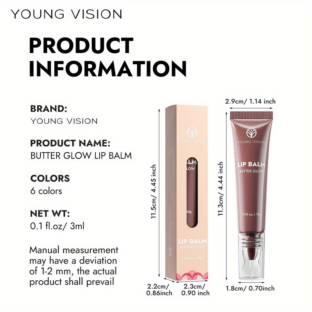 Young Vision Butter Glow 3-v-1 Péče o rty - 3D Konturovací štěteček, Iridescentně-Matná Fúze, Dlouhotrvající Hydratace a Výživa, Víceúčelový Lesk-Balzám
