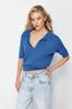 Women's Fashion New Sweater Blue Crop Basic Knitwear T-Shirt