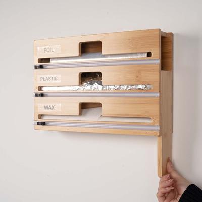 Wall Mounted Paper Compartment Cling Film Tin Foil Cutter Box With Kitchen Paper Towel Kitchen Organizer Accessories