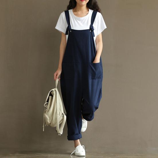 Vintage Women's Jumpsuit Bib Cargo Pants Harem Oversized Overalls Dungaree