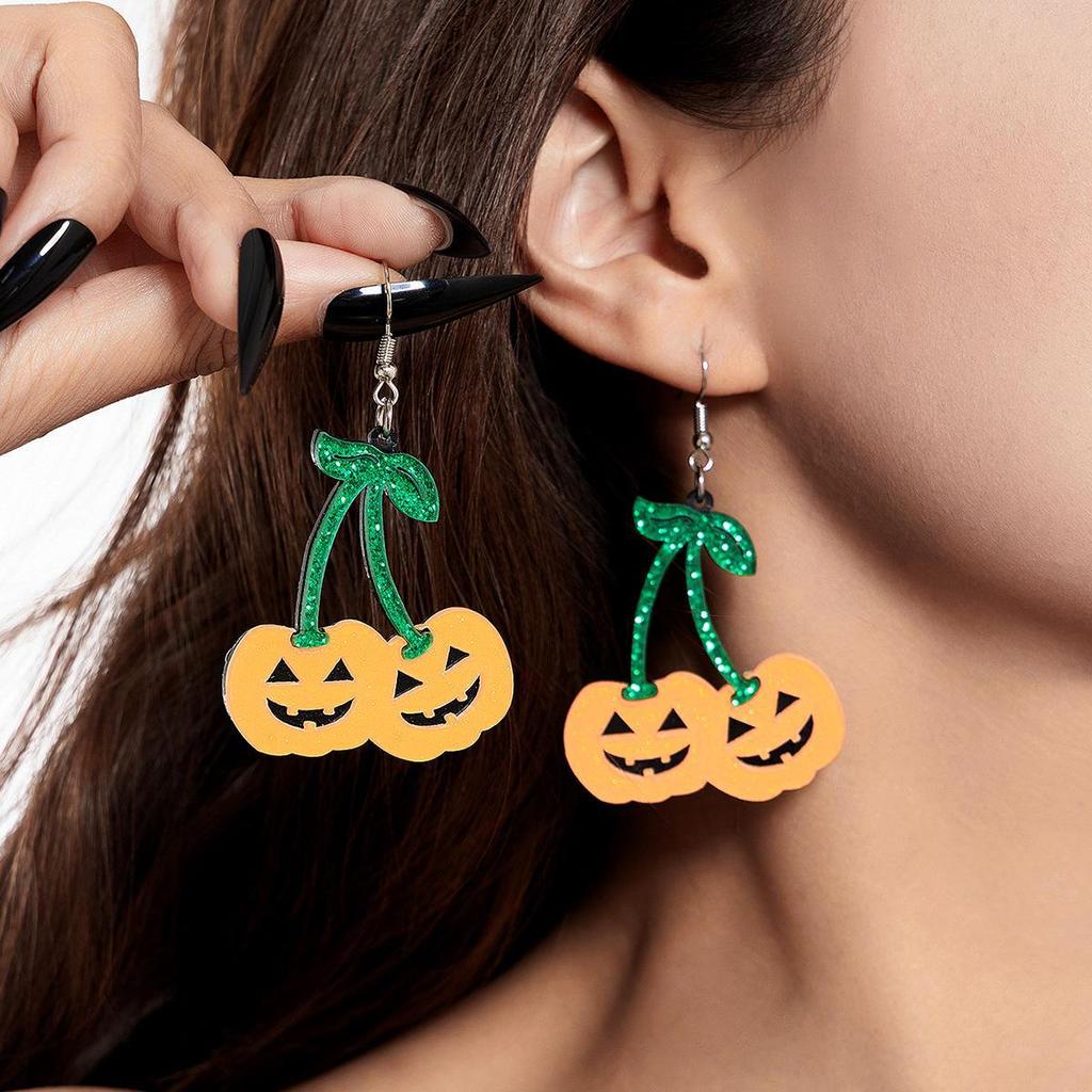 Original Design Halloween Pumpkin Earrings - Acrylic Fish Hook, Funny, European & American Style