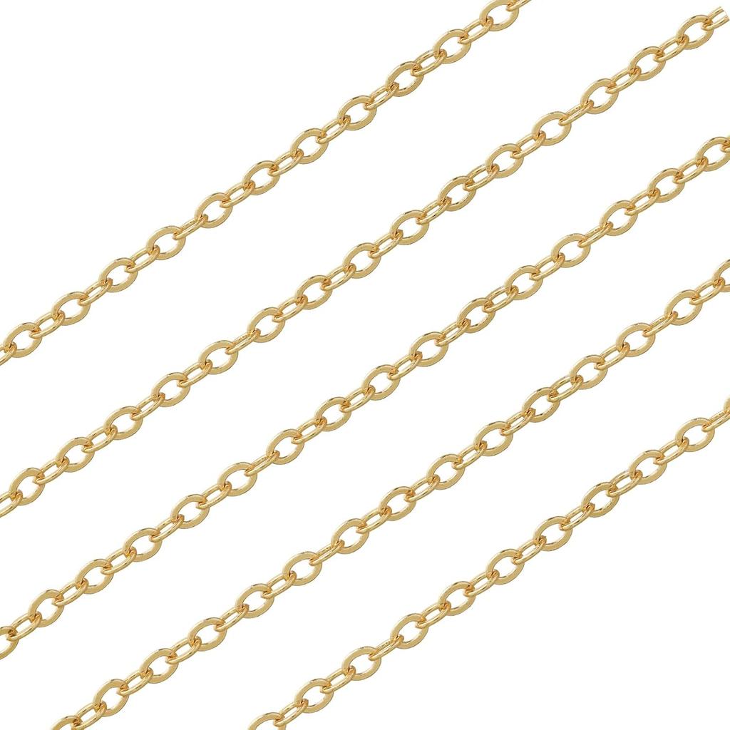 16.4 Feet Necklace Chains for Jewelry Making, Gold Plated Solid Brass Bulk for DIY Necklace Pendant Extender Link Supplies