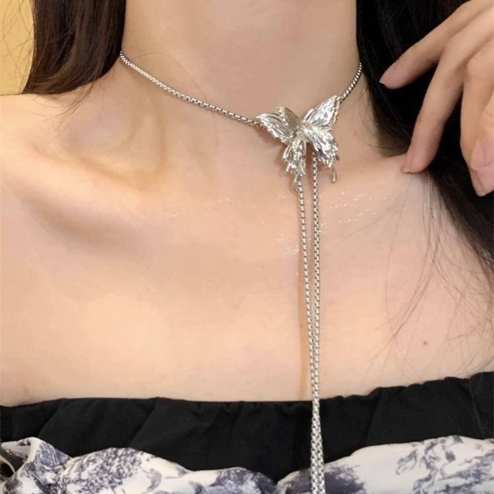 Sweet Y2K Tassel Necklace Star Women's Choker Fashion Butterfly Necklace  Girls