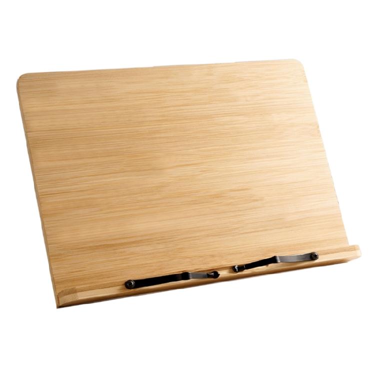 Wood Textbook Book Stand 6 Angles Adjustable Book Holder with Metal Page Clips for Music Scores Cook Recipe Tablet
