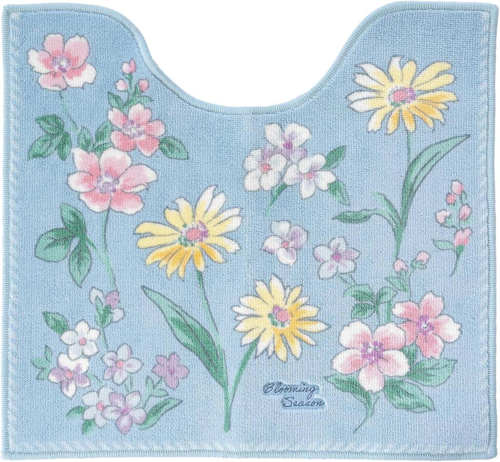 4-Piece Toilet Mat Set, Made In Japan, Scandinavian Style, Suitable for Both Heated and Washing Toilets, Dorenimo Blue, Yellow for Good Fortune, Feng