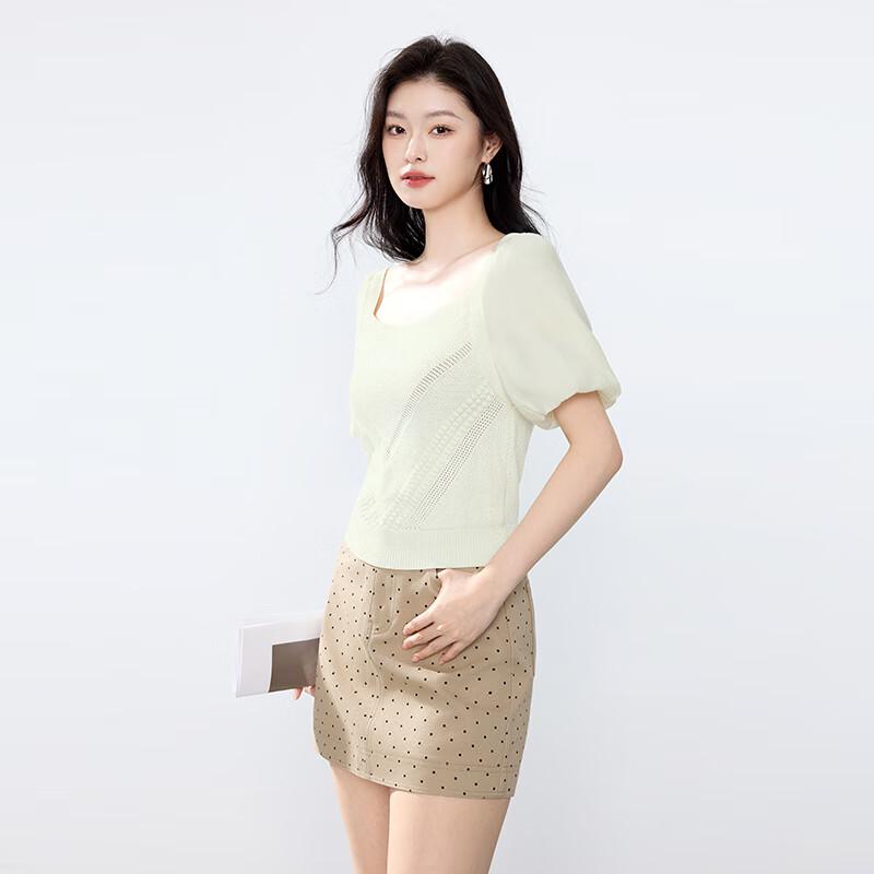JOY SPEAKER 2025 Summer Square Neck Knit Top